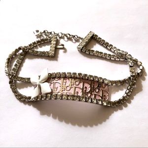 Dior Enamel & Rhinestone Choker Necklace 🌸